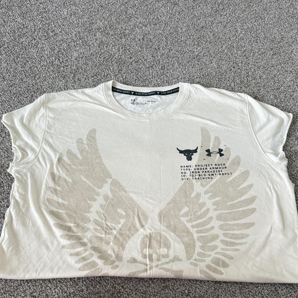 Under Armour White Tee with Beige Wing Graphic